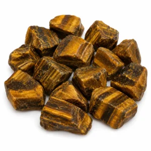 Natural tiger eye rough stone with golden brown colour and raw chatoyant texture