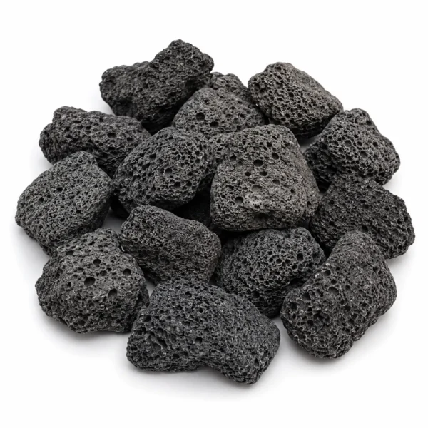 Natural lava stone with porous black texture and raw volcanic surface