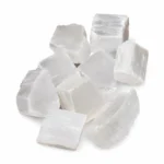 Natural selenite rough stone with translucent appearance and raw crystal texture