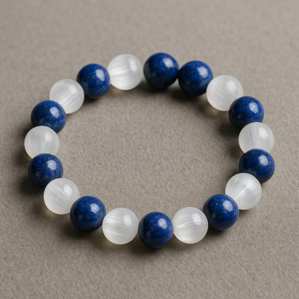 Meditation & Spirituality Bracelet- Selenite & Lapis Lazuli
