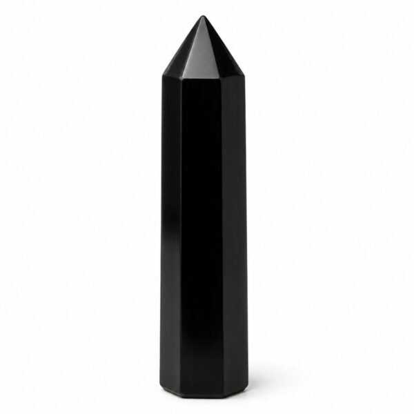 Black Obsidian Protection Pencil Crystal | Polished Obelisk