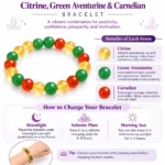 Natural Citrine, Green Aventurine & Carnelian Creativity Crystal Bracelet – Confidence, Inspiration & Positive Energy - Image 3