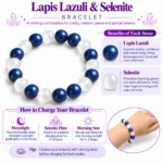 Natural Meditation & Spirituality Crystal Bracelet – Lapis Lazuli & Selenite | Pure Gems World - Image 4