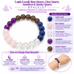 Natural Migraine & Vertigo Support Crystal Bracelet – Lapis Lazuli, Rose Quartz, Clear Quartz, Amethyst & Smoky Quartz | Pure Gems World - Image 3