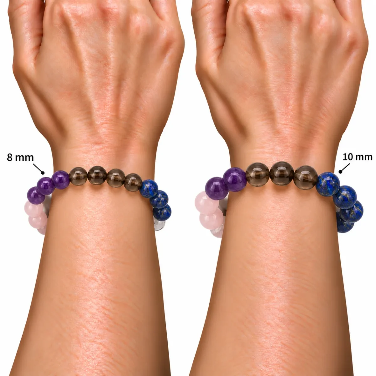 Natural Migraine & Vertigo Support Crystal Bracelet – Lapis Lazuli, Rose Quartz, Clear Quartz, Amethyst & Smoky Quartz | Pure Gems World - Image 4