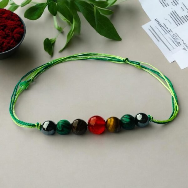 Hematite, Malachite, Tiger Eye, Carnelian Rakhi