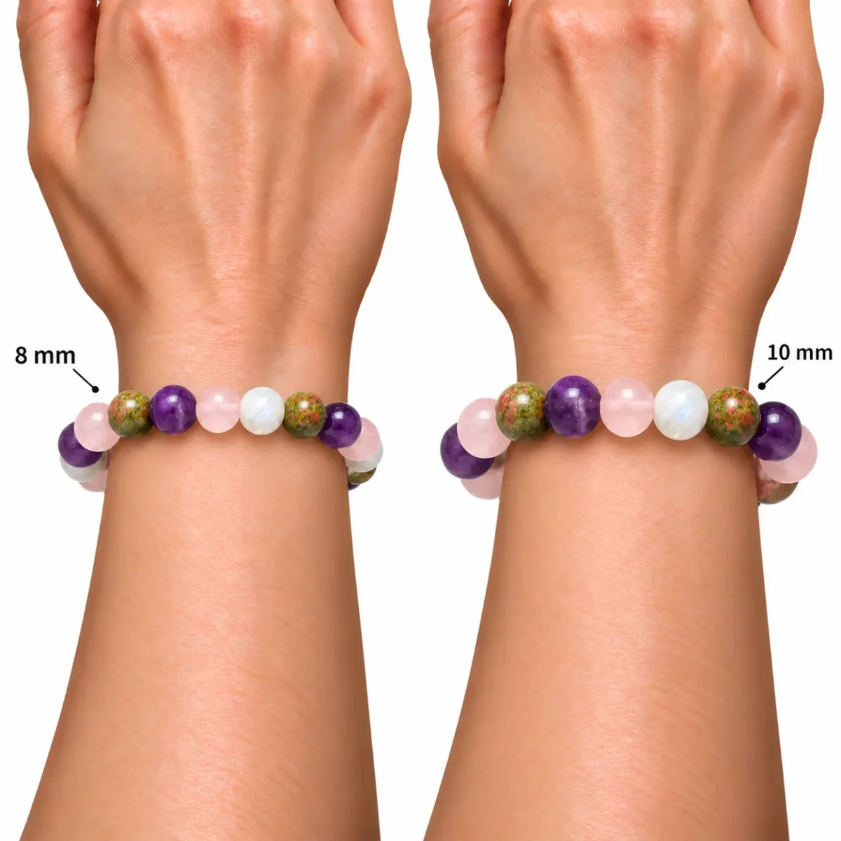Natural Rose Quartz, Unakite, Amethyst & Moonstone Combination Bracelet - Fertility Crystal Bracelet - Image 5