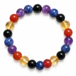Natural IBS Crystal Bracelet featuring Carnelian, Sodalite, Amethyst, Citrine and Black Tourmaline round gemstone beads in 8mm and 10mm sizes.