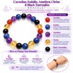 Natural IBS Crystal Bracelet – Carnelian, Sodalite, Amethyst, Citrine & Black Tourmaline | Pure Gems World - Image 4
