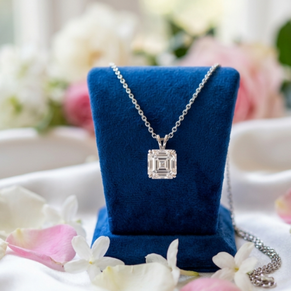 asscher cut diamond pendant IGI certified lab grown CVD diamond
