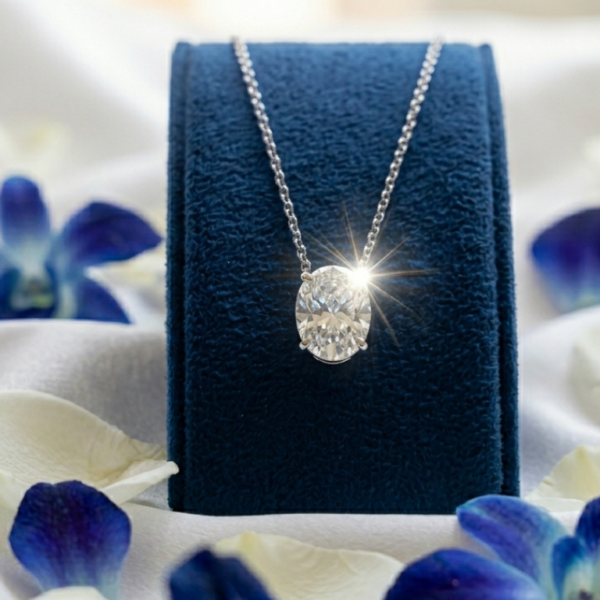 oval cut diamond pendant lab grown diamond IGI certified necklace