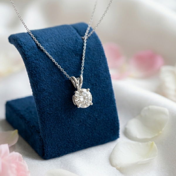 round cut diamond pendant IGI certified lab grown CVD diamond