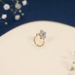 Daisy Sparkle Nose Ring front view with floral design