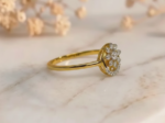 Elegant gold flower motif CVD diamond ring with sparkling floral design and premium finish