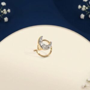 Moonlight Sparkle Nose Ring front view crescent design