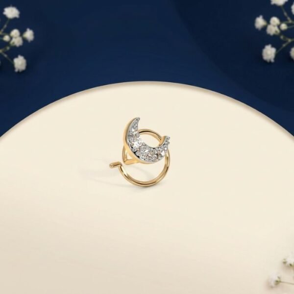 Moonlight Sparkle Nose Ring front view crescent design