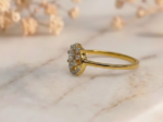 Elegant gold flower motif CVD diamond ring with sparkling floral design and premium finish
