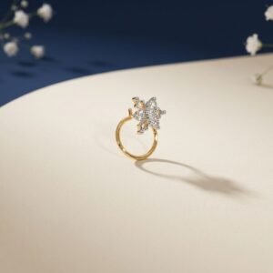 Snowflake Spark Nose Ring front view crystal design