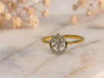 Elegant gold flower motif CVD diamond ring with sparkling floral design and premium finish