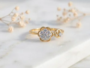 Bloom & Bud diamond ring in gold featuring a floral cluster design with sparkling diamonds and an elegant open band