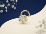 Blooming Leaf Diamond Nose Ring featuring leaf-inspired detailing with sparkling diamonds in an elegant design.