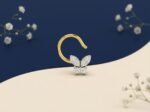 Flutter Luxe Diamond Nose Ring for Women featuring a delicate butterfly-inspired design with sparkling diamonds.