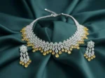 Golden Teardrop Cascade Diamond Necklace Set | CVD Diamond Jwellery - Image 3