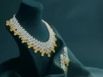 Golden Teardrop Cascade Diamond Necklace Set | CVD Diamond Jwellery - Image 2