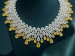 Golden Teardrop Cascade Diamond Necklace Set | CVD Diamond Jwellery - Image 4