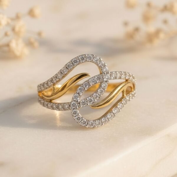 Infinity Wave Diamond Ring featuring a flowing infinity-inspired wave design with sparkling diamonds.