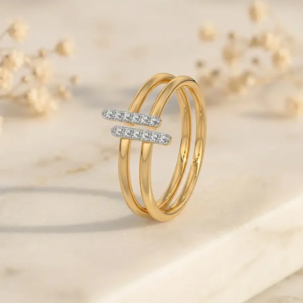 Keiki Open-Cuff Lab-Grown Diamond Ring – Adjustable Modern Gold Ring for Women