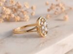 Oval floral cluster lab grown diamond ring with elegant diamond detailing