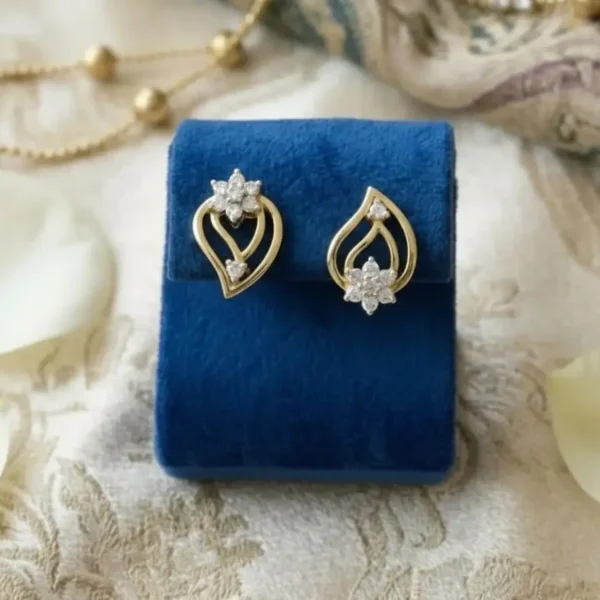 Leaf Cut Diamond Stud Earring featuring a delicate leaf-shaped diamond design with elegant sparkle.