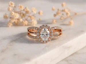 Oval Solitaire Split Shank Ring featuring a sparkling oval-cut center stone with a stylish split shank design.