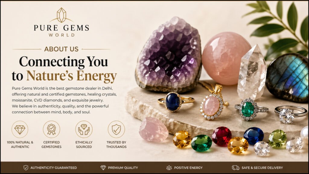 Best Gemstone Dealer in Delhi showcasing natural gemstones and healing crystals collection