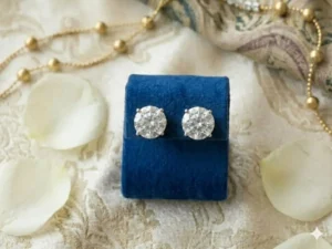 Round Solitaire Diamond Stud Earrings featuring classic round-cut diamonds in a timeless solitaire setting.