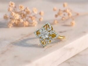 Royal Heart Blossom Diamond Ring with floral heart design and lab grown diamonds