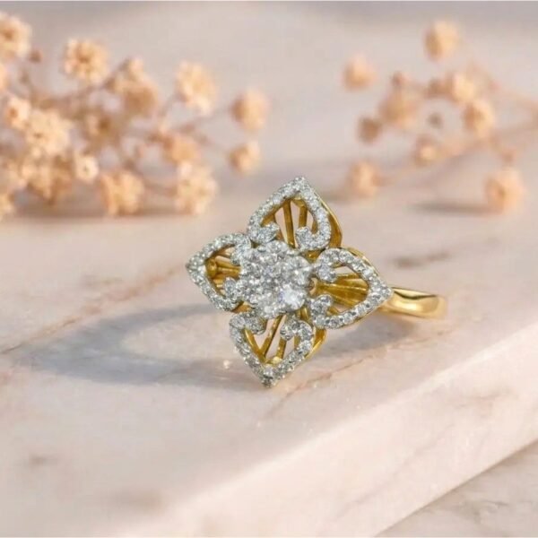 Royal Heart Blossom Diamond Ring with floral heart design and lab grown diamonds