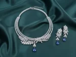 Sapphire Leaf Elegance CVD Diamond Necklace Set - Image 3