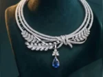 Sapphire Leaf Elegance CVD Diamond Necklace Set - Image 4