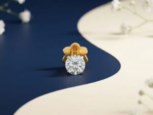 Single Stone Diamond Nose Pin featuring a classic solitaire diamond in a sleek and elegant setting.