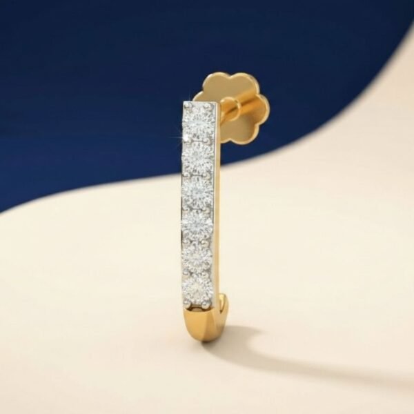 Sleek Curve Diamond Nose Pin featuring a smooth curved design accented with sparkling diamonds.