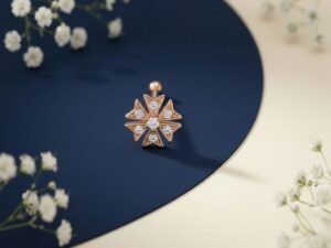 Starburst Diamond Nose Pin featuring a radiant star-inspired design with sparkling diamonds.