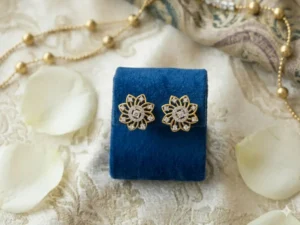 Sunflower Floral Diamond Stud Earrings featuring sunflower-inspired floral motifs with sparkling diamonds.