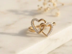 win Heart Shape CVD Diamond Ring featuring two heart-shaped lab-grown diamonds in a romantic and elegant design.