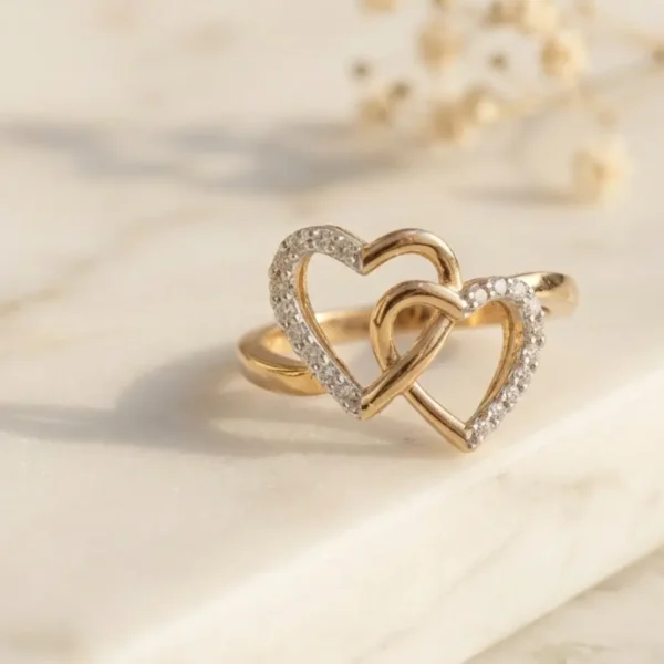 win Heart Shape CVD Diamond Ring featuring two heart-shaped lab-grown diamonds in a romantic and elegant design.