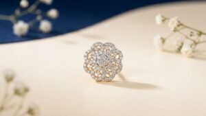 Sunflower Sparkle Nose Pin front side top and angled view elegant floral nose ring design