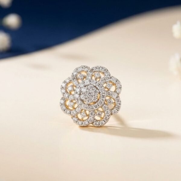 Sunflower Sparkle Nose Pin front side top and angled view elegant floral nose ring design