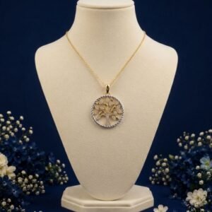 Divine Roots Lab Grown Diamond Pendant front side top angled views