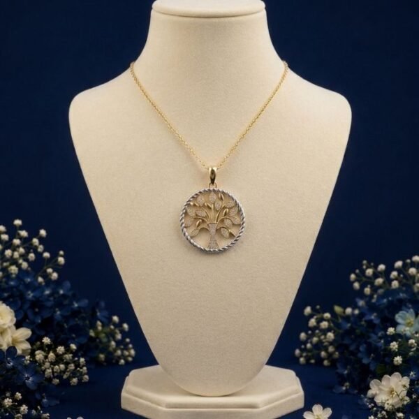 Divine Roots Lab Grown Diamond Pendant front side top angled views